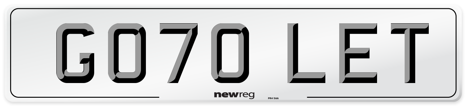 GO70 LET Number Plate from New Reg
